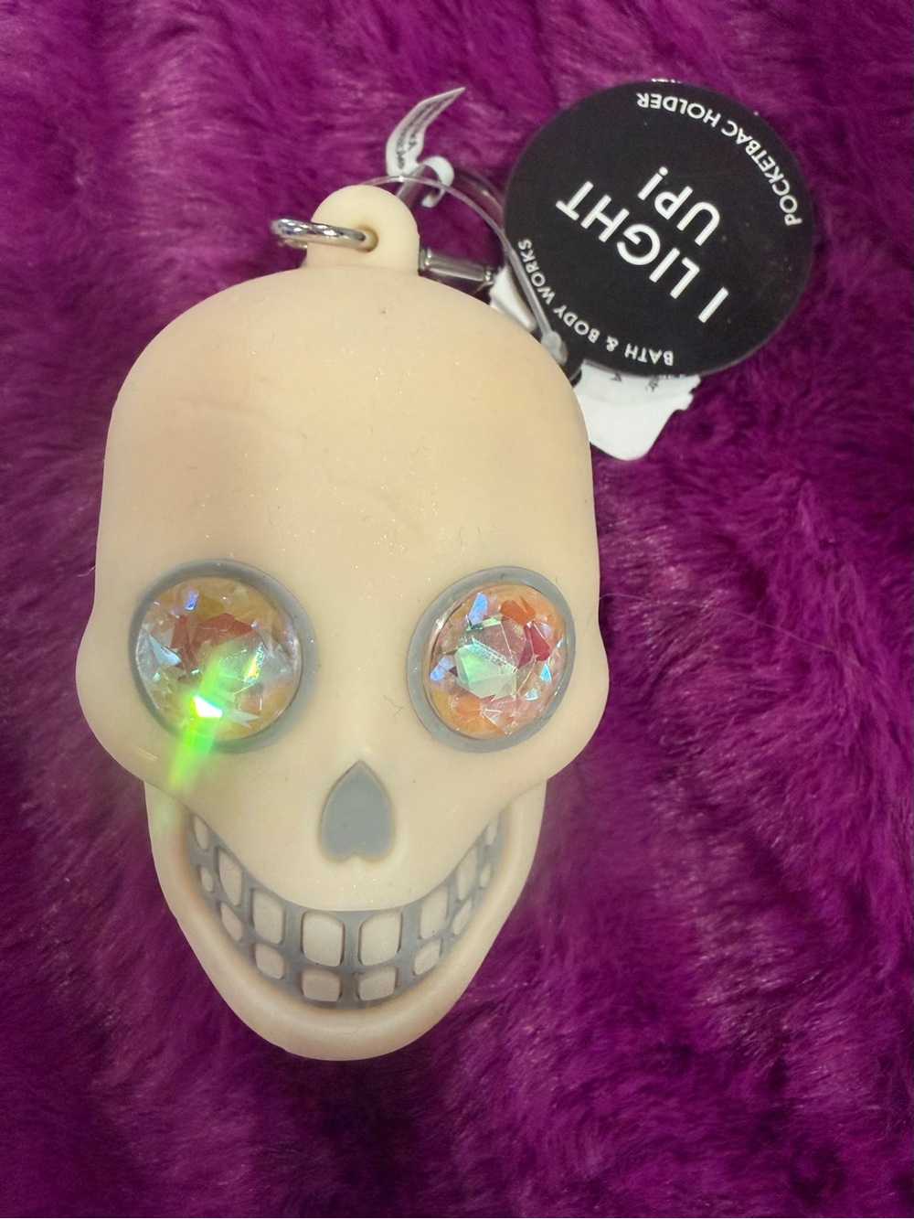 Bath & Body Works Beige Skull Pocketbag Holder with Sparkling Gem Eyes